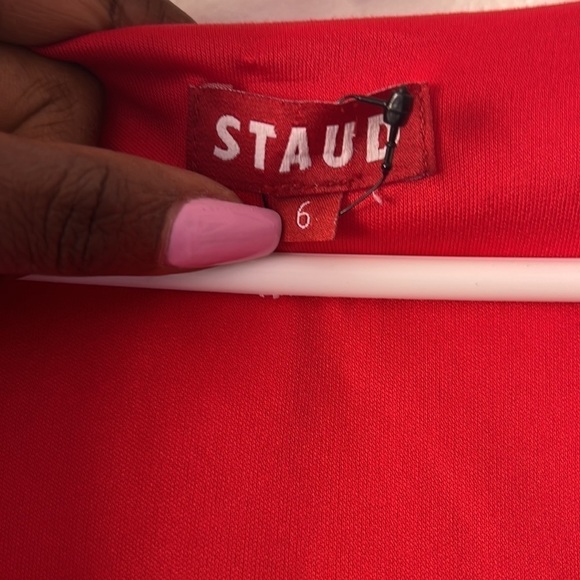 STAUD Veronica Stretch Cotton Poplin Red Dress Size 6 - Picture 5 of 11